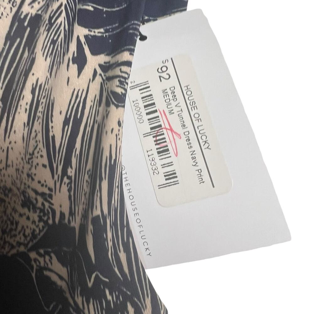 Veronica M Deep V Tunnel Dress Navy Floral Sleeveless Midi Dress Sz M - Picture 3 of 9